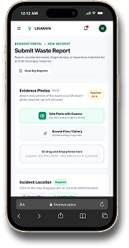 Waste report form on a mobile phone