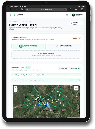 Waste report form on a tablet